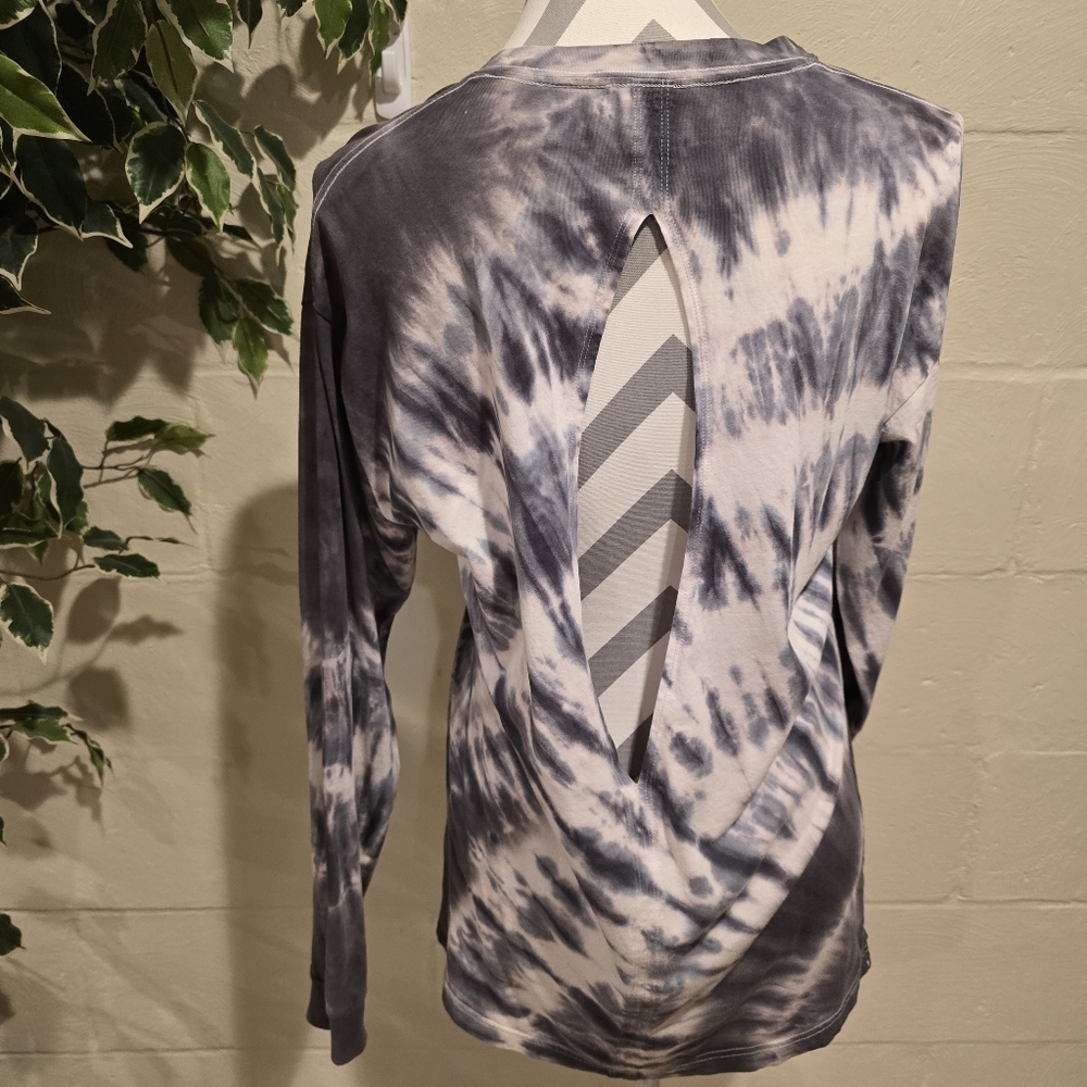 Victorias Secret PINK T Shirt Womens XSmall Tie Dye Gray Long Sleeve Open Back. - Picture 5 of 13